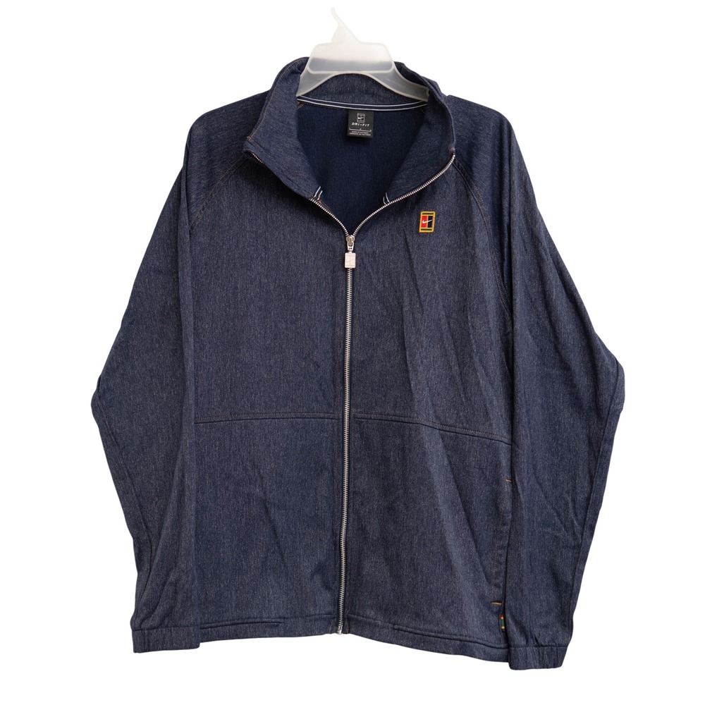 Nike Court‎ Heritage Faux Denim Full Zip Tennis Jacket Performance Athleisure